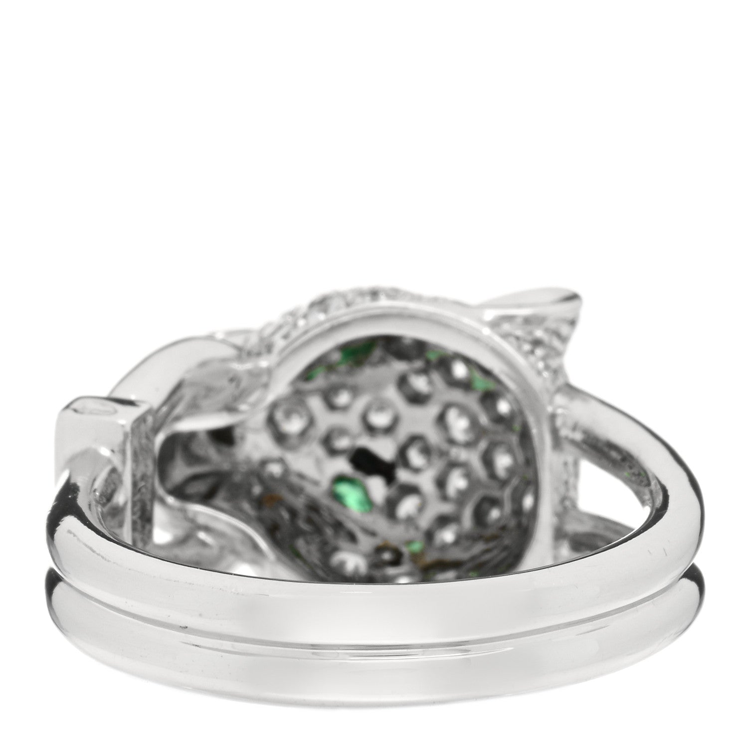 Cartier 18K White Gold Diamond Emerald Black Onyx Panthere de Cartier Ring 49 4.75 5 of 6