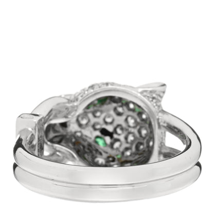 Cartier 18K White Gold Diamond Emerald Black Onyx Panthere de Cartier Ring 49 4.75 5 of 6