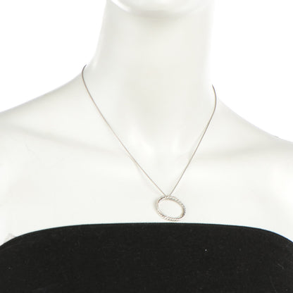 David Yurman Sterling Silver 14K White Gold Pave Diamond 25mm Crossover Circle Necklace 2 of 6