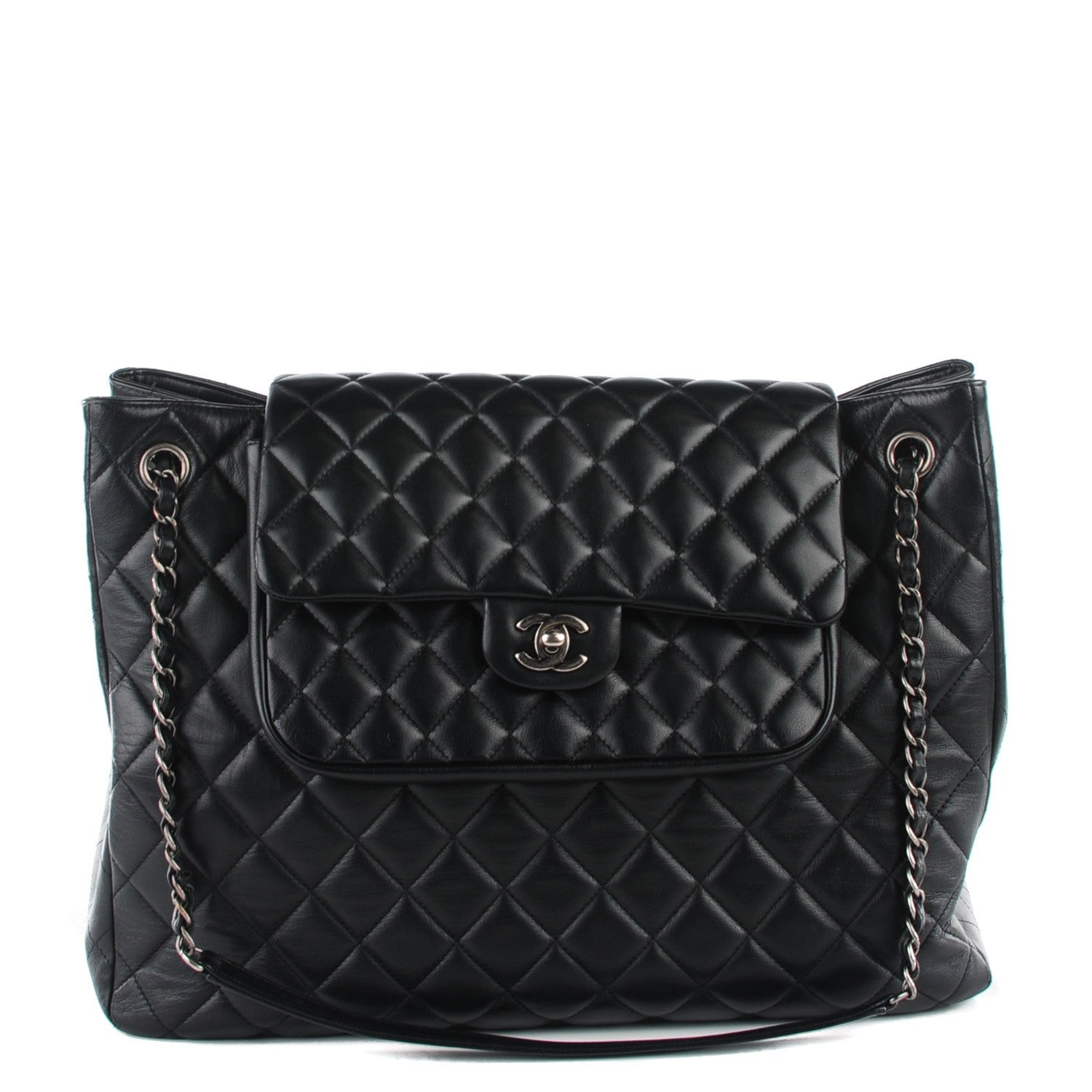 Chanel Calfskin Quilted Flap Tote Black 1 of 8