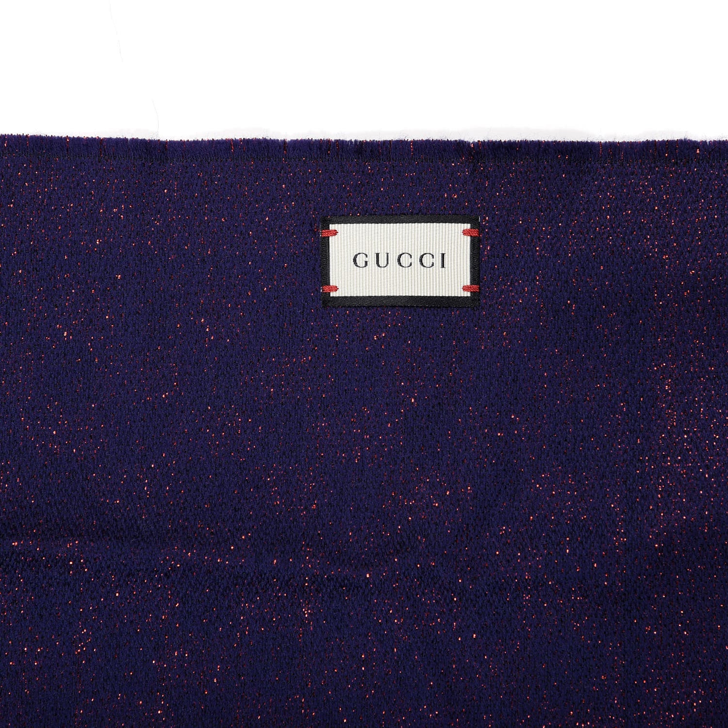 Gucci Wool Silk Jacquard GG Monogram Stenix Scarf Navy Red 2 of 4