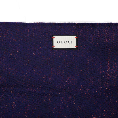 Gucci Wool Silk Jacquard GG Monogram Stenix Scarf Navy Red 2 of 4