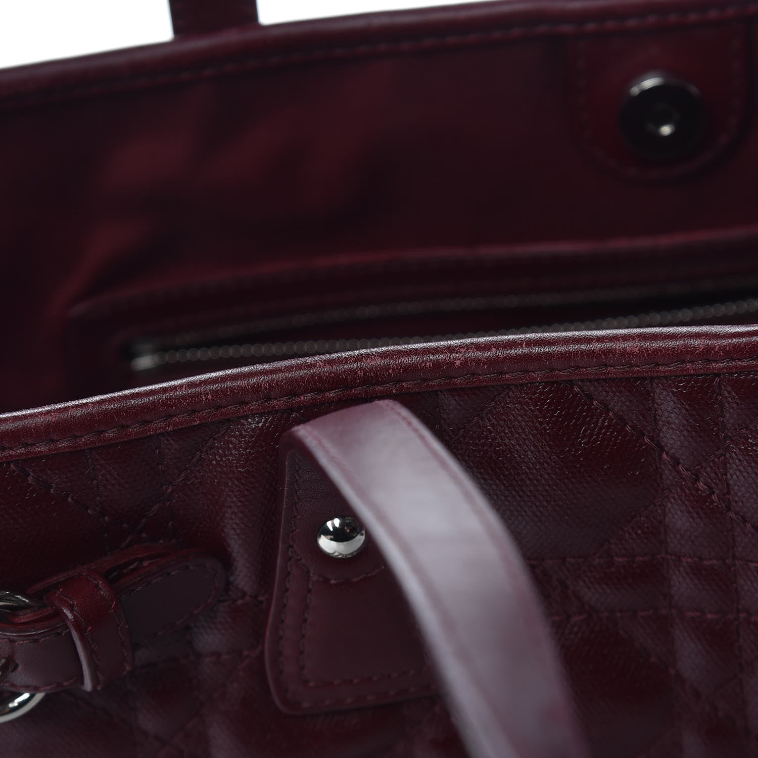 Christian Dior Coated Canvas Cannage Medium Panarea Tote Burgundy 11 of 15
