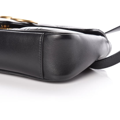 Gucci Calfskin Matelasse Mini GG Marmont Shoulder Bag Black 6 of 12