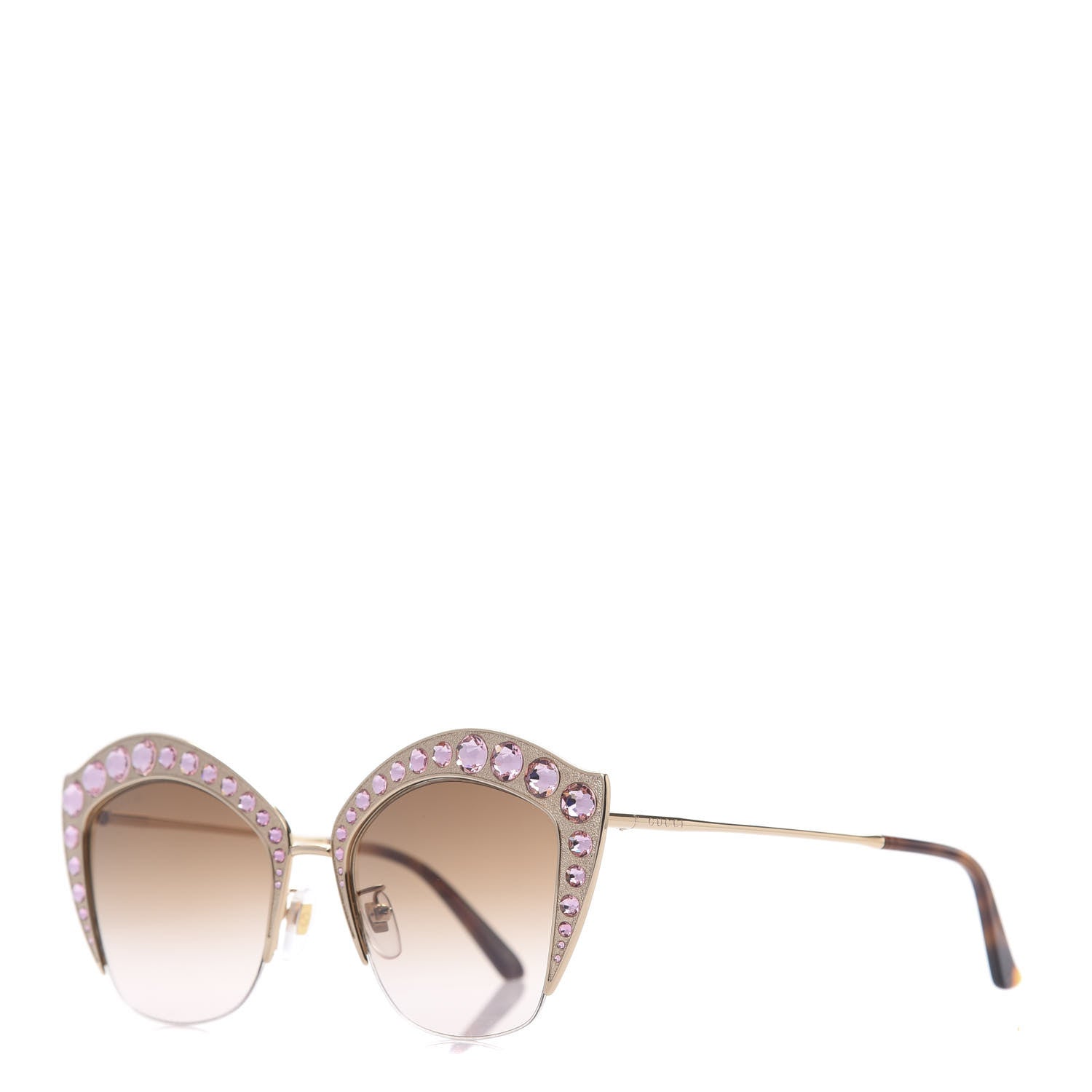 Gucci Metal Crystal Cat Eye Sunglasses GG00114S Pink 1 of 8