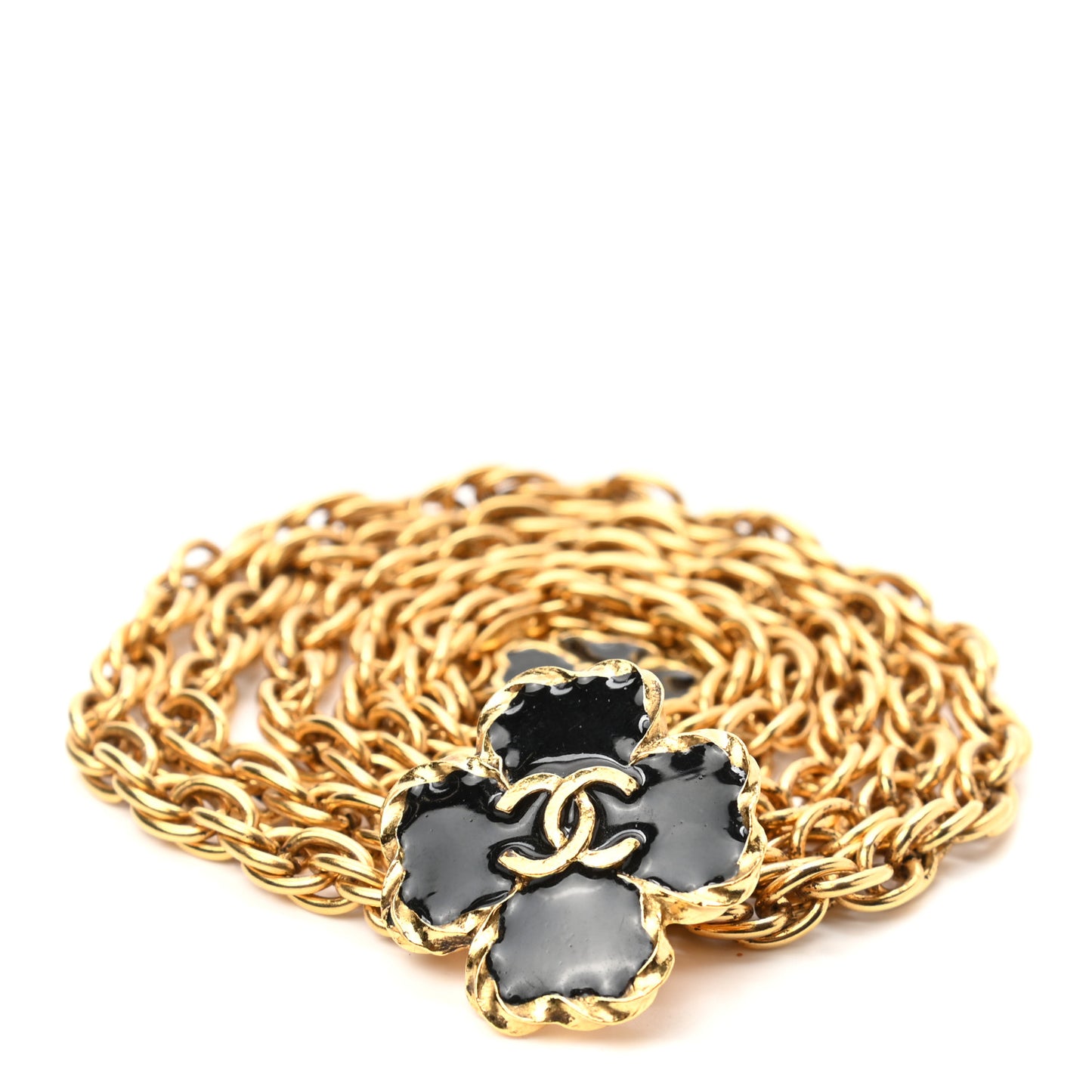 Metal Chain Clover CC Belt Gold Black