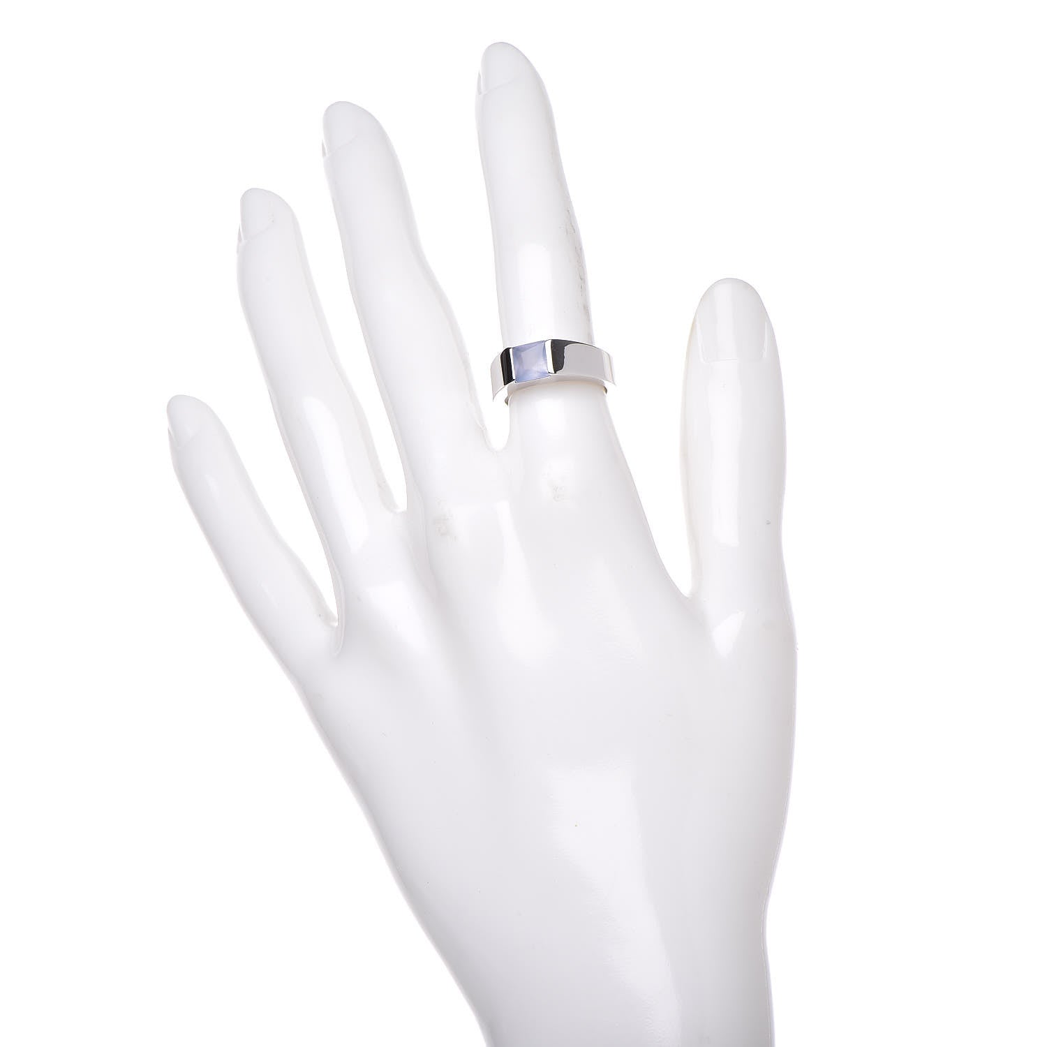 Cartier 18K White Gold Chalcedony Tank Ring 49 5 2 of 5