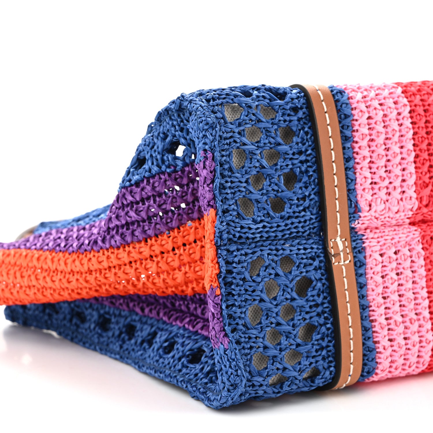 Gucci Raffia Web Woven Small Interlocking G Tote Blue Multicolor