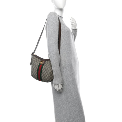 Gucci GG Supreme Monogram Web Small Ophidia Half Moon Hobo Brown 2 of 11