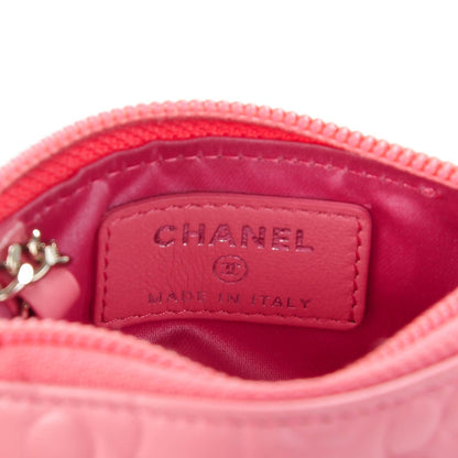 Chanel Lambskin Camellia Embossed Key Holder Case Pink 6 of 7
