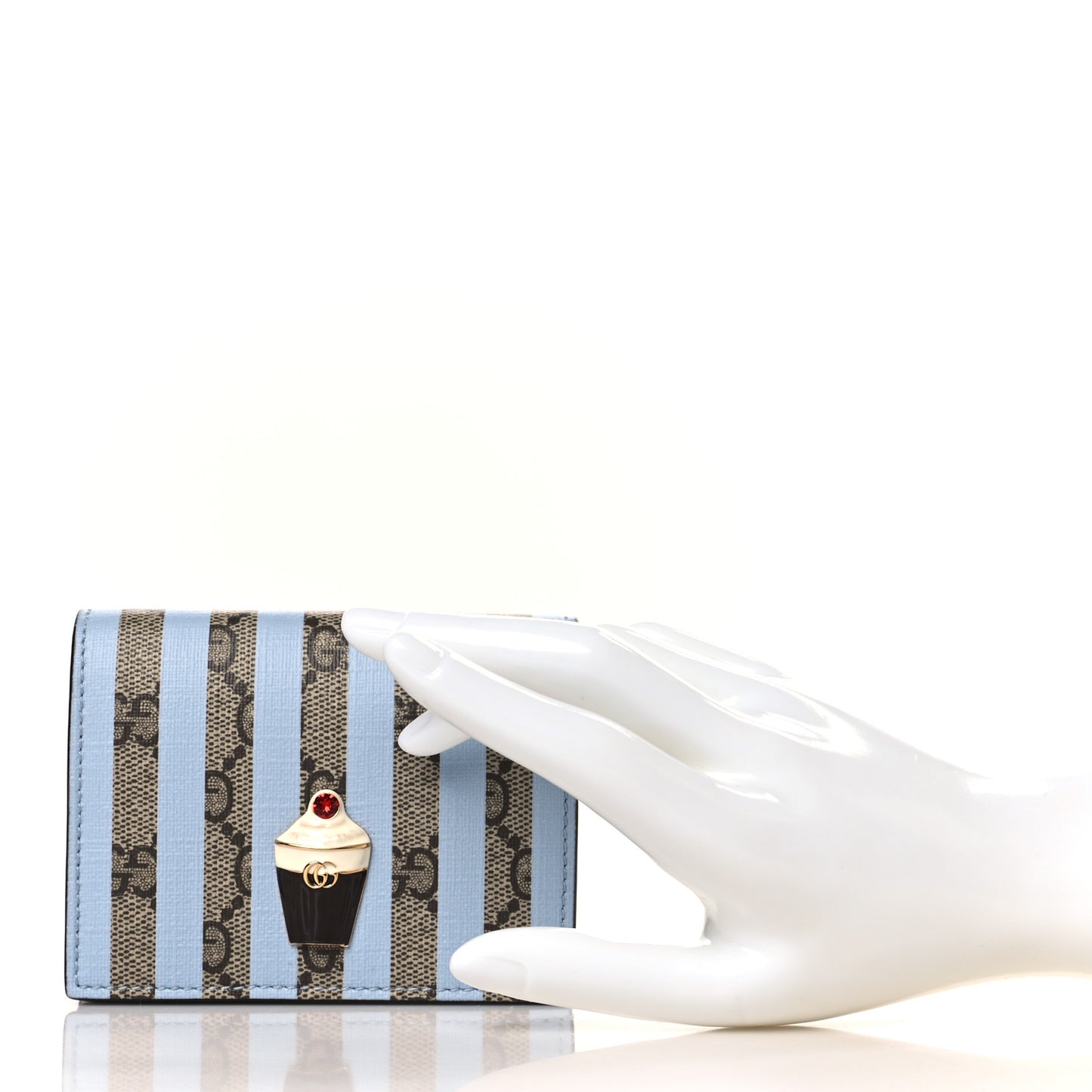 GG Supreme Monogram Vitello Eclipse Ice Cream Stripes Card Case Wallet Beige Ebony Paradise Cloud