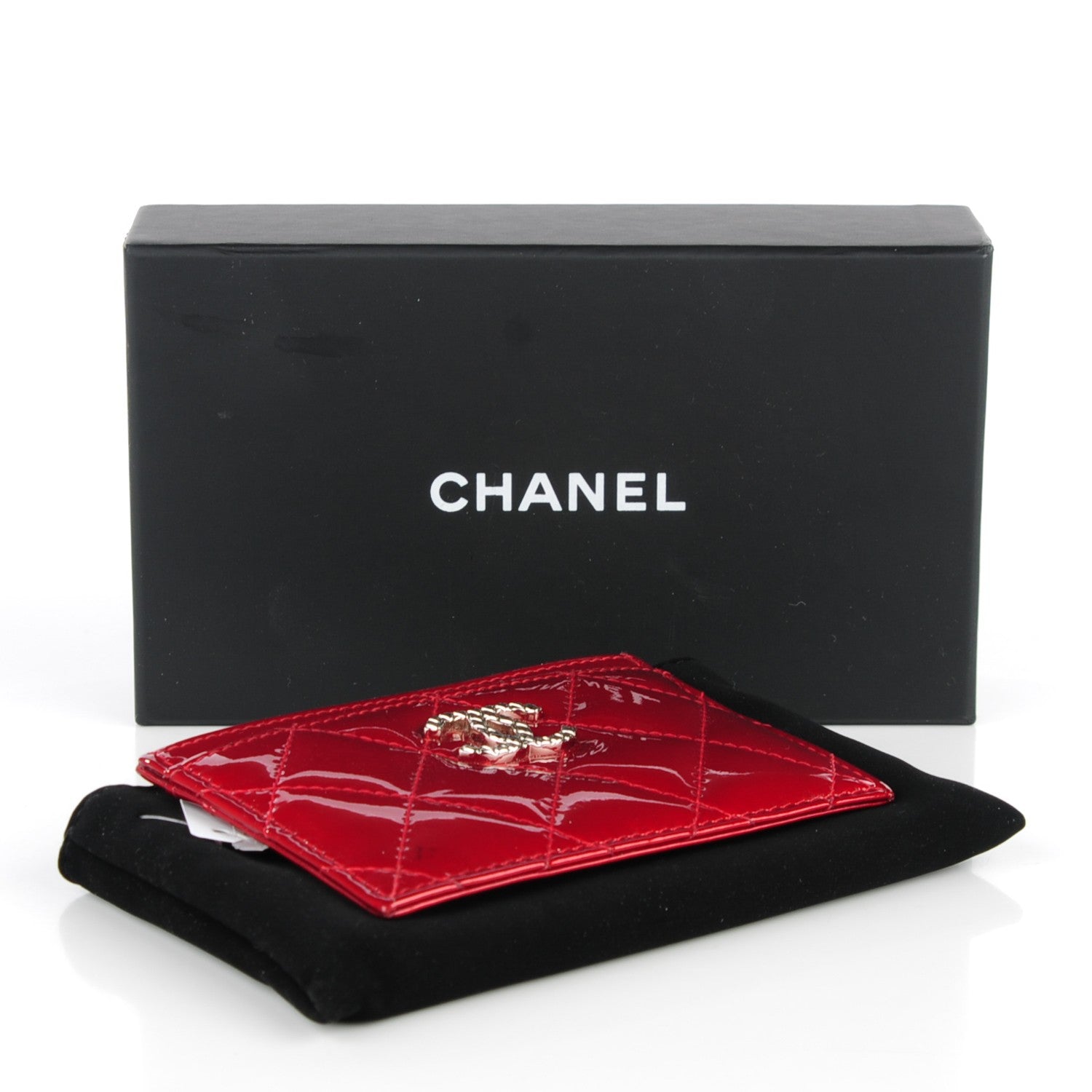 Chanel Patent Quilted Brilliant Card Holder Red 4 of 8