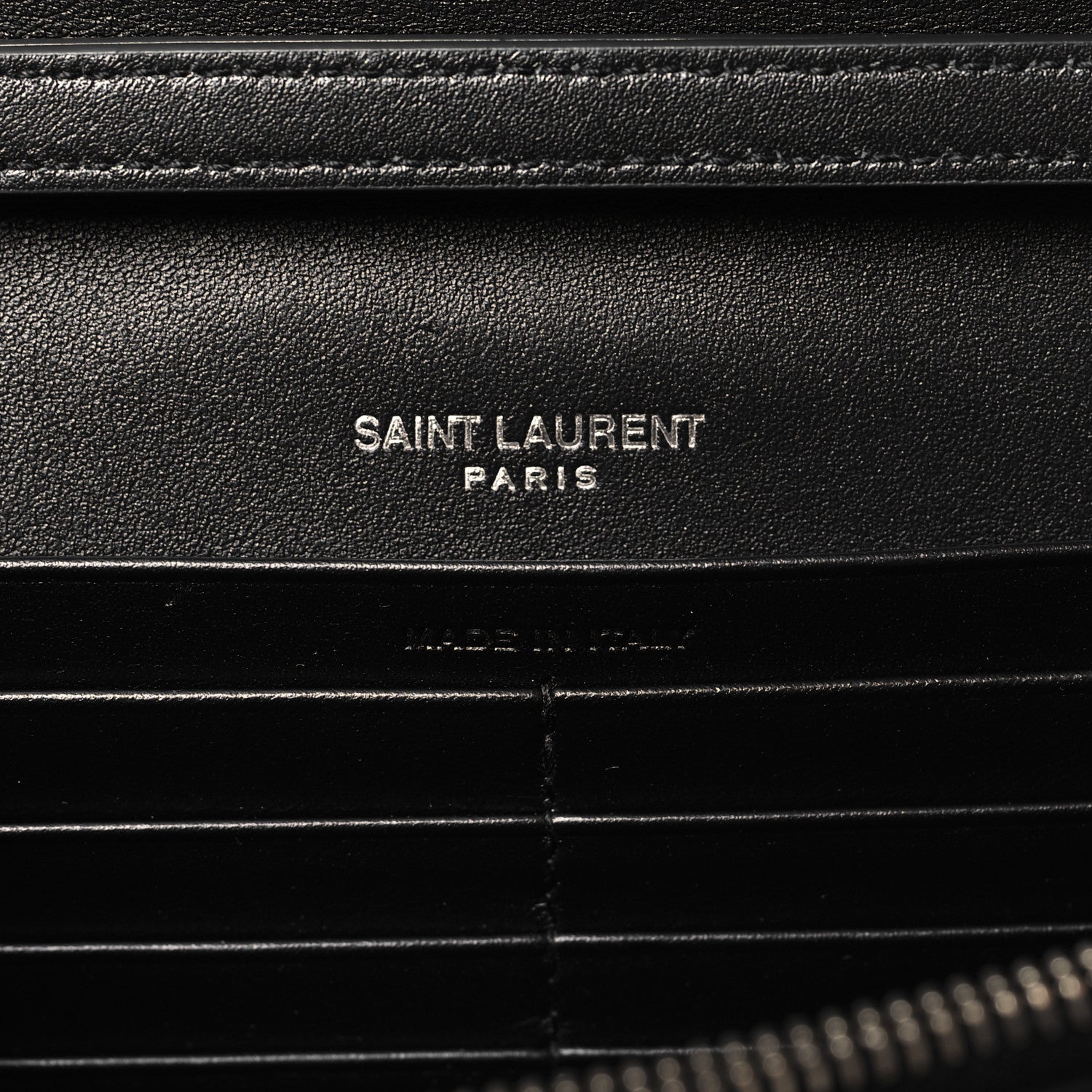 Saint Laurent Glazed Calfskin Cassandre Wallet On Chain WOC Black 6 of 9