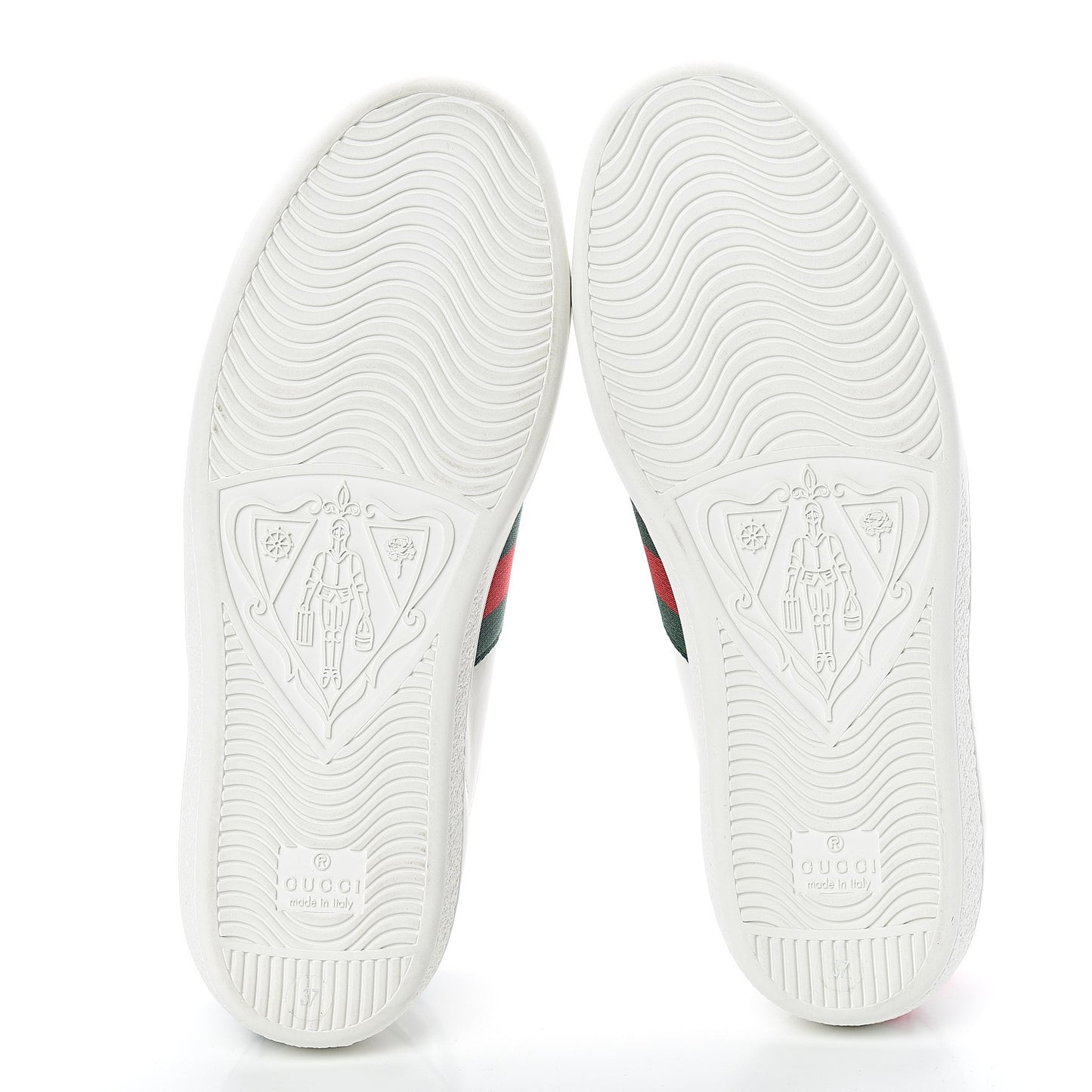 Calfskin Ayers Bee Embroidered Womens Ace Sneakers 37 White Green