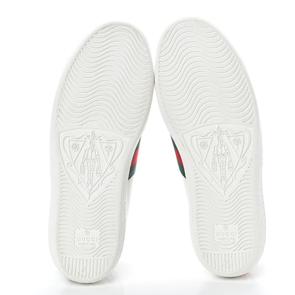 Gucci Calfskin Ayers Bee Embroidered Womens Ace Sneakers 37 White Green 6 of 9