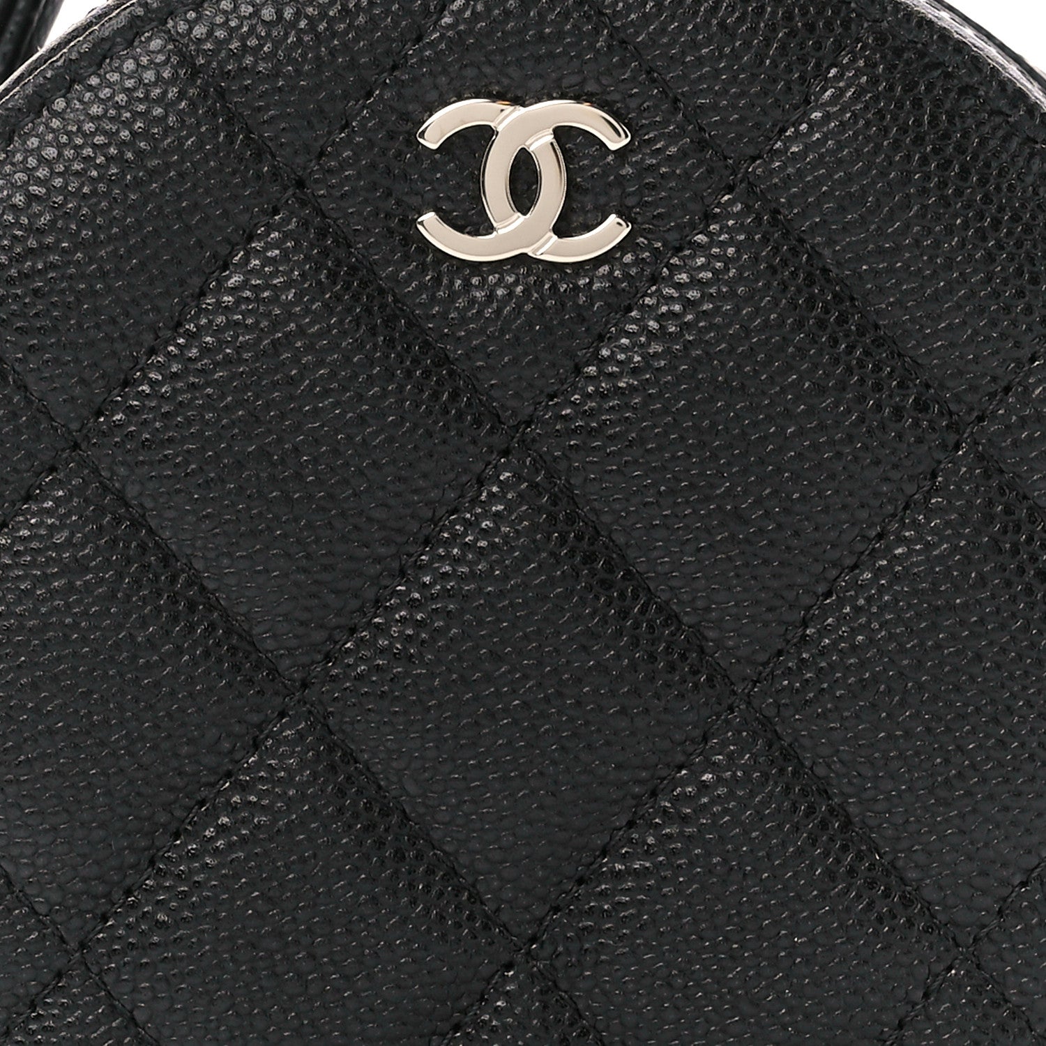 Chanel Caviar Quilted Round Top Handle Jewelry Case With Chain Black 9 of 13