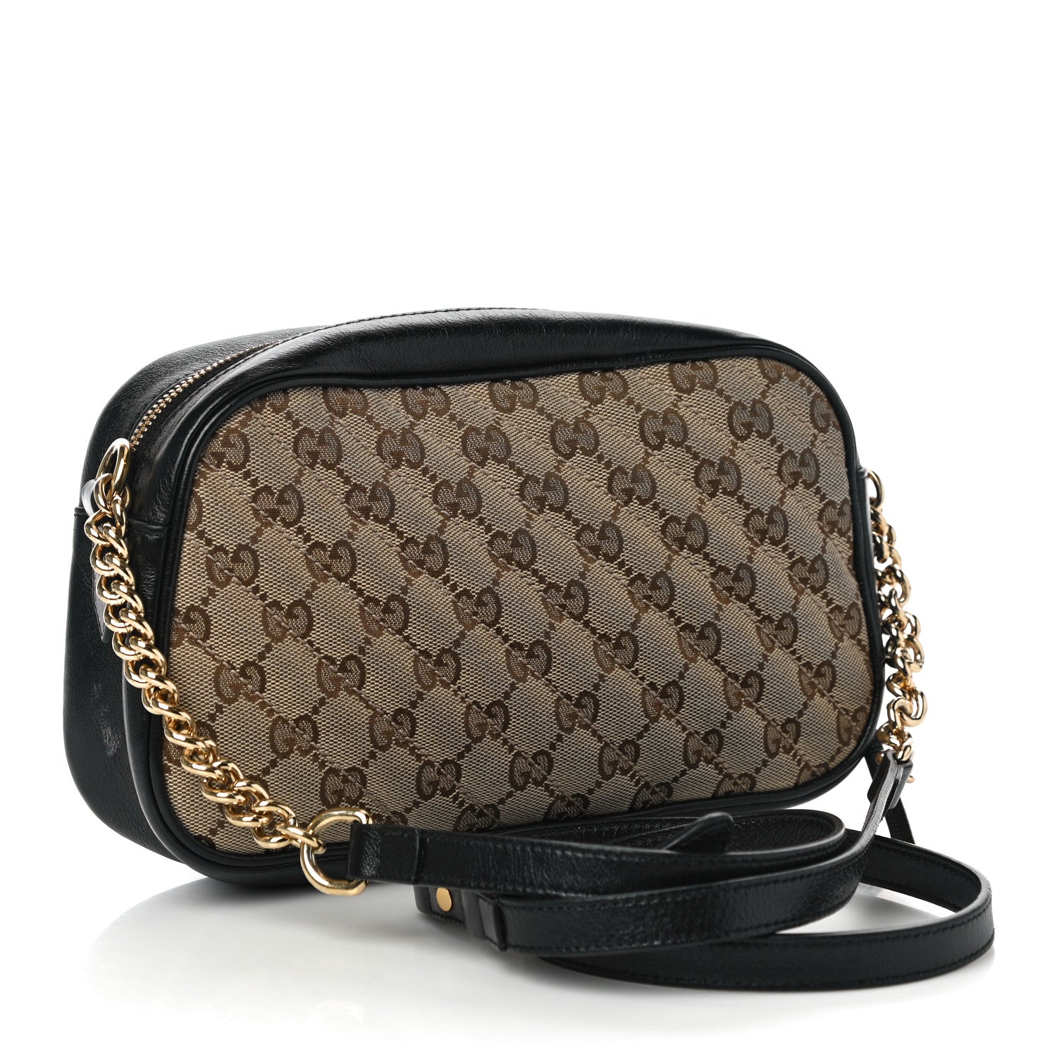 Gucci Monogram Matelasse Diagonal Small GG Marmont Chain Shoulder Bag Beige Black 3 of 12