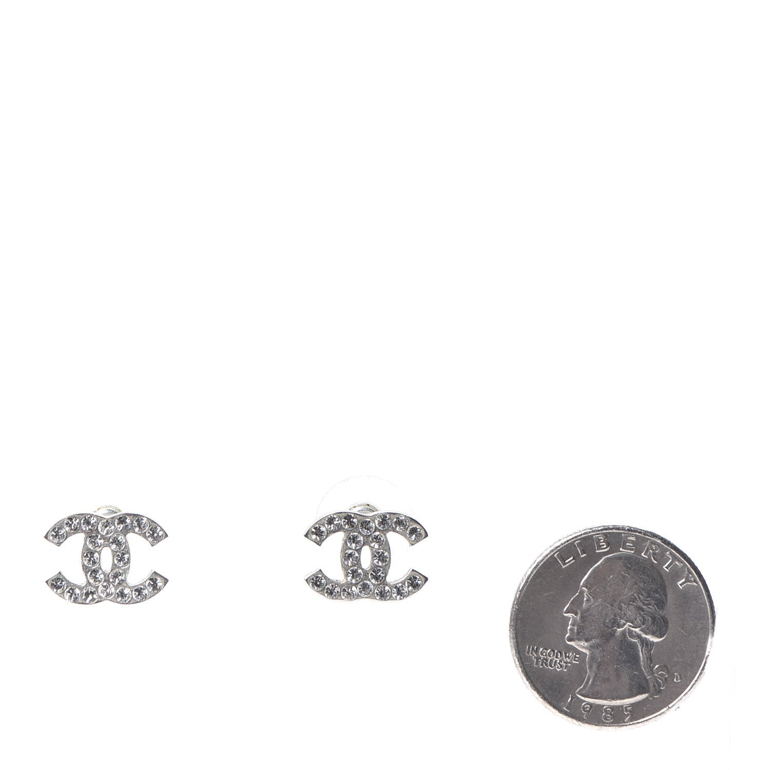 Chanel Crystal CC Earrings Silver 2 of 5