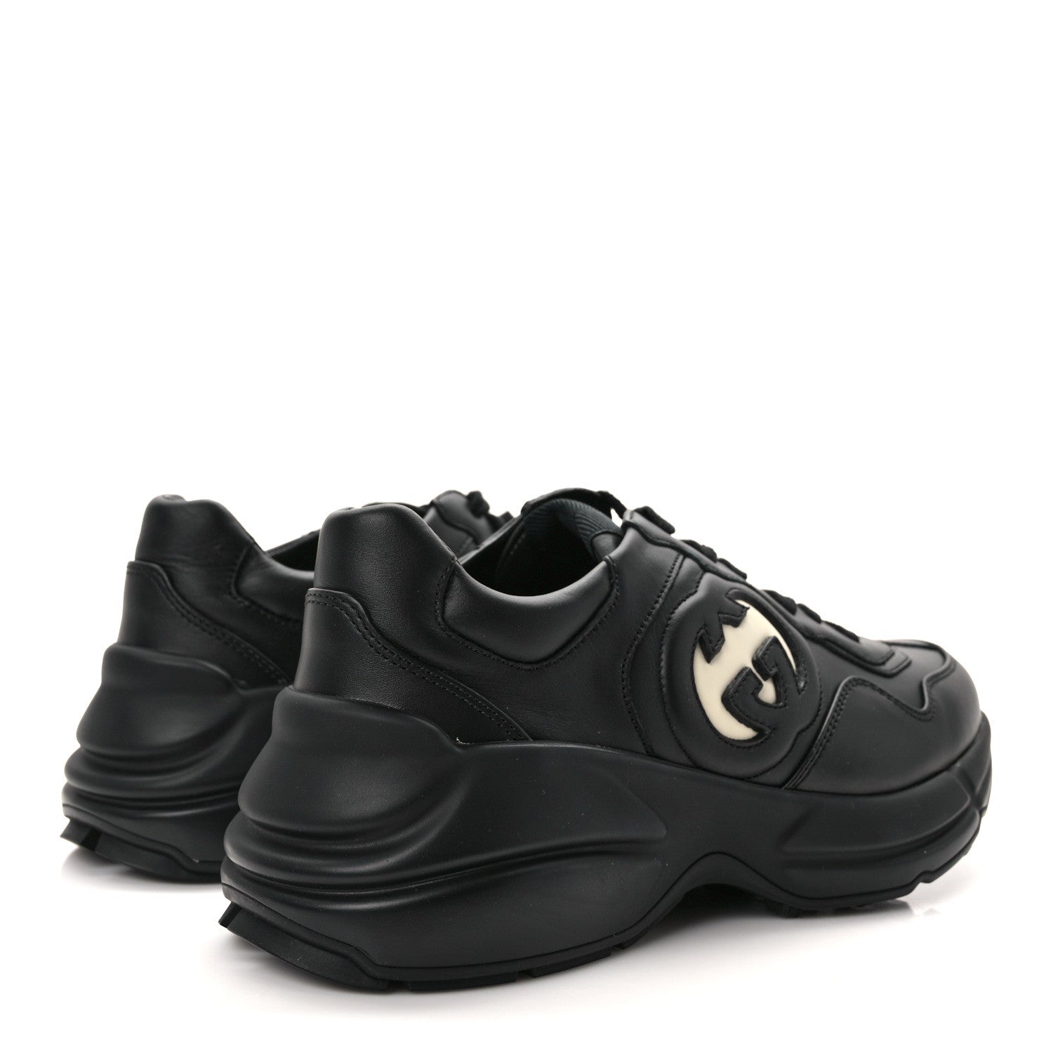 Gucci Dali Soft Calfskin Cut Out Interlocking G Womens Rhyton Sneakers 37.5 Black Ivoire 4 of 9