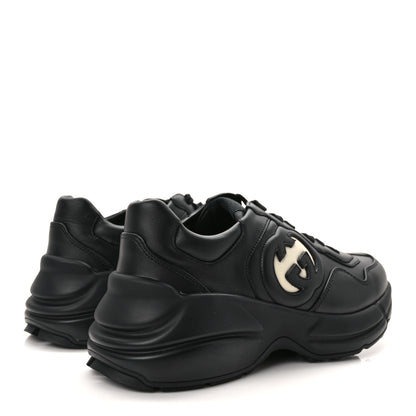 Gucci Dali Soft Calfskin Cut Out Interlocking G Womens Rhyton Sneakers 37.5 Black Ivoire 4 of 9
