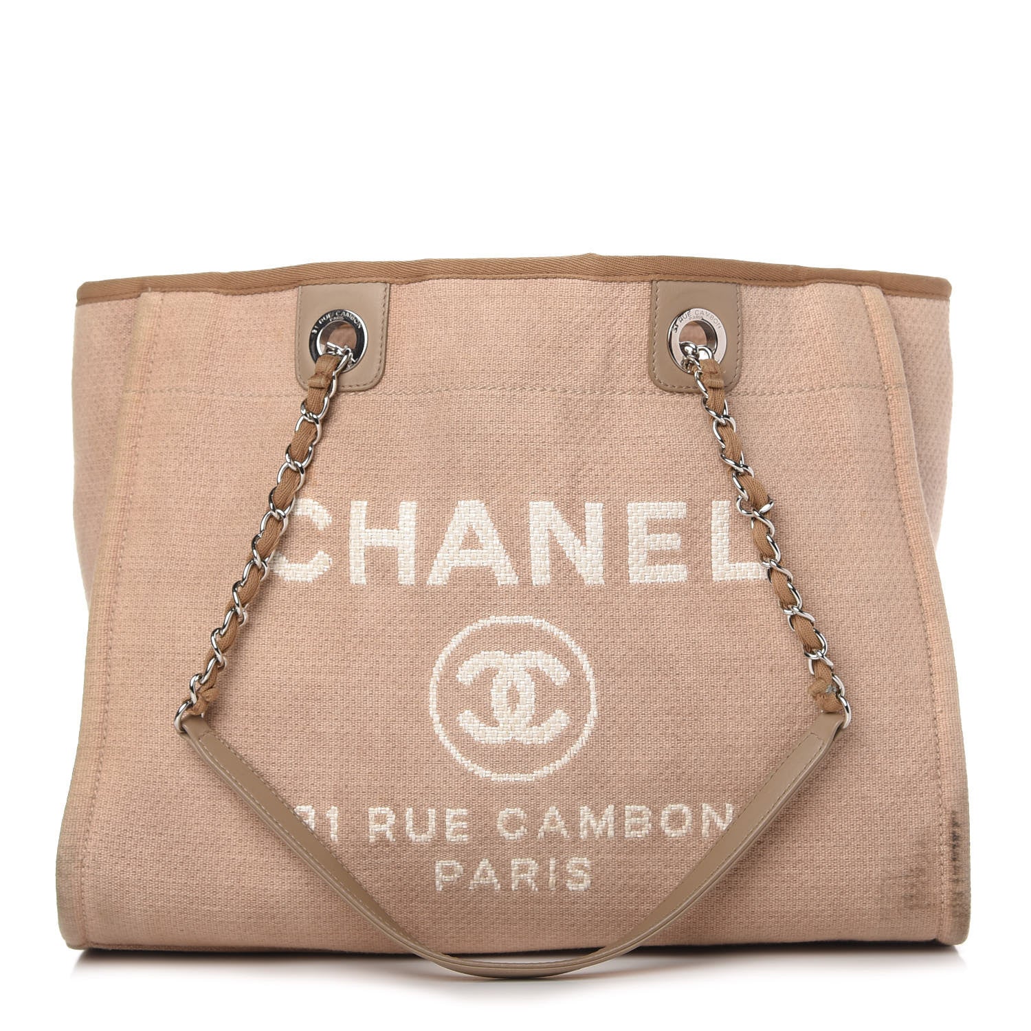 Chanel Canvas Small Deauville Tote Ecru 1 of 10
