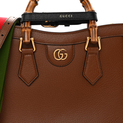 Gucci Textured Dollar Calfskin Web Small Diana Tote Bag Cuir Black 8 of 10