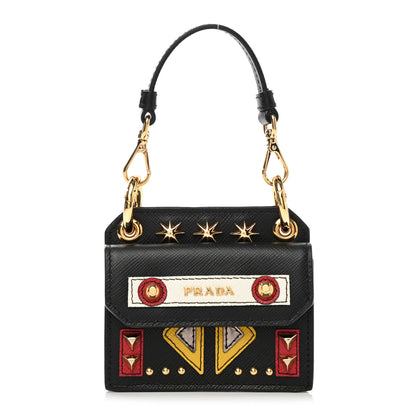 Prada Saffiano Robot Card Holder Black 1 of 7