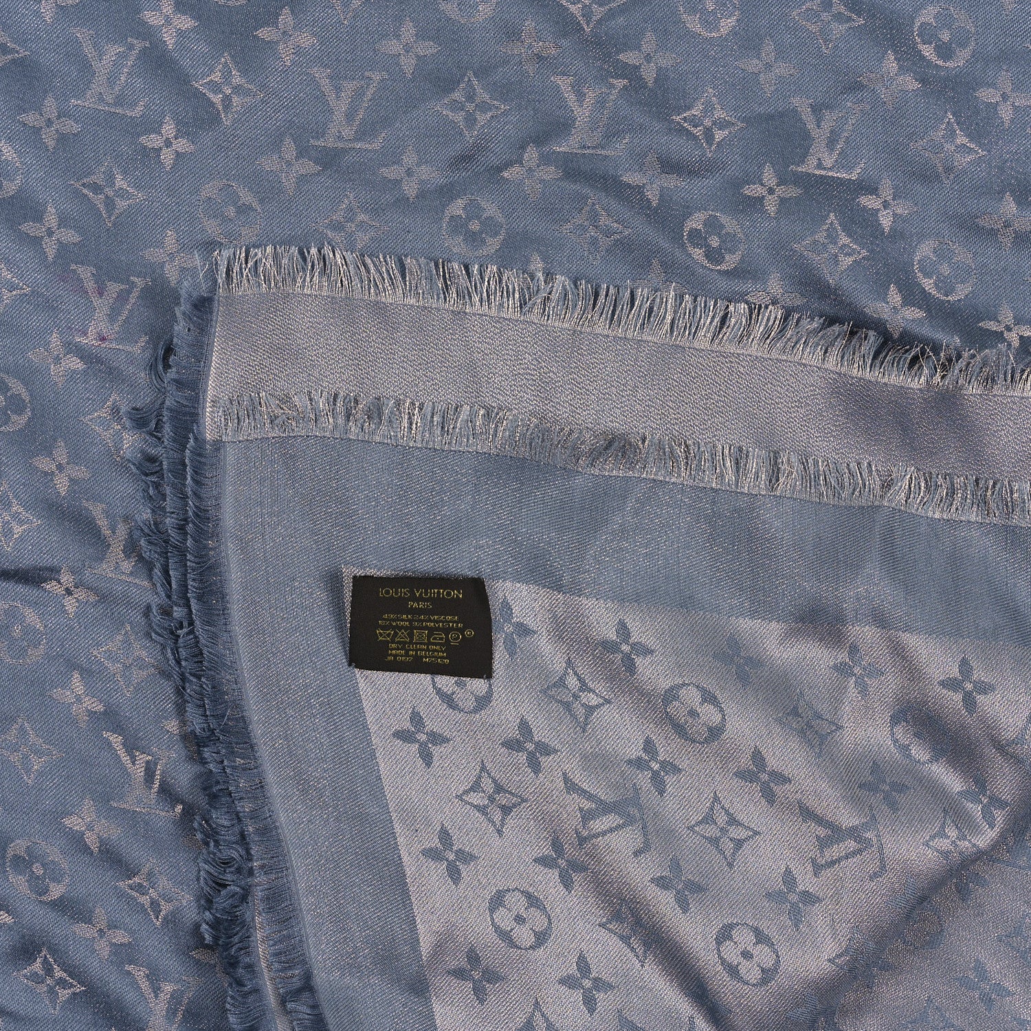 Louis Vuitton Silk Lurex Wool Monogram Shine Shawl Charcoal Grey 3 of 3