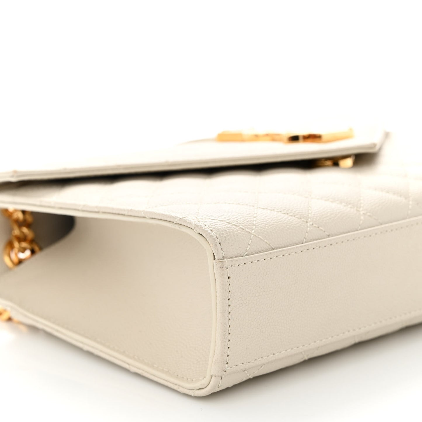 Grain De Poudre Textured Mixed Matelasse Medium Triquilt Monogram Satchel Crema Soft