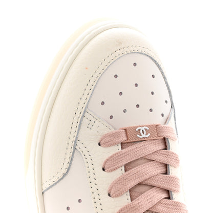 Chanel Grained Calfskin Fabric Womens Logo Sneakers 40 White Light Pink 10 of 10