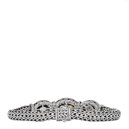 John Hardy Sterling Silver 22K Yellow Gold White Topaz Hammered Station Bracelet 2 of 3