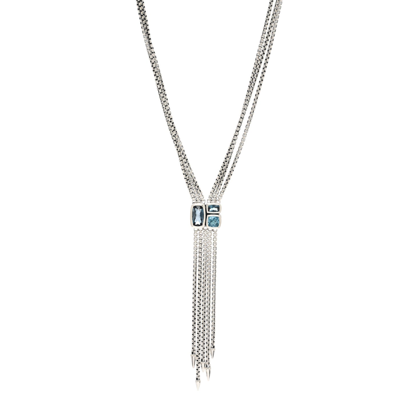 Sterling Silver Blue Topaz Confetti Drop Necklace
