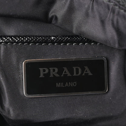 Prada Tessuto Nylon Saffiano Rose Print Tote Black Rosso 6 of 9