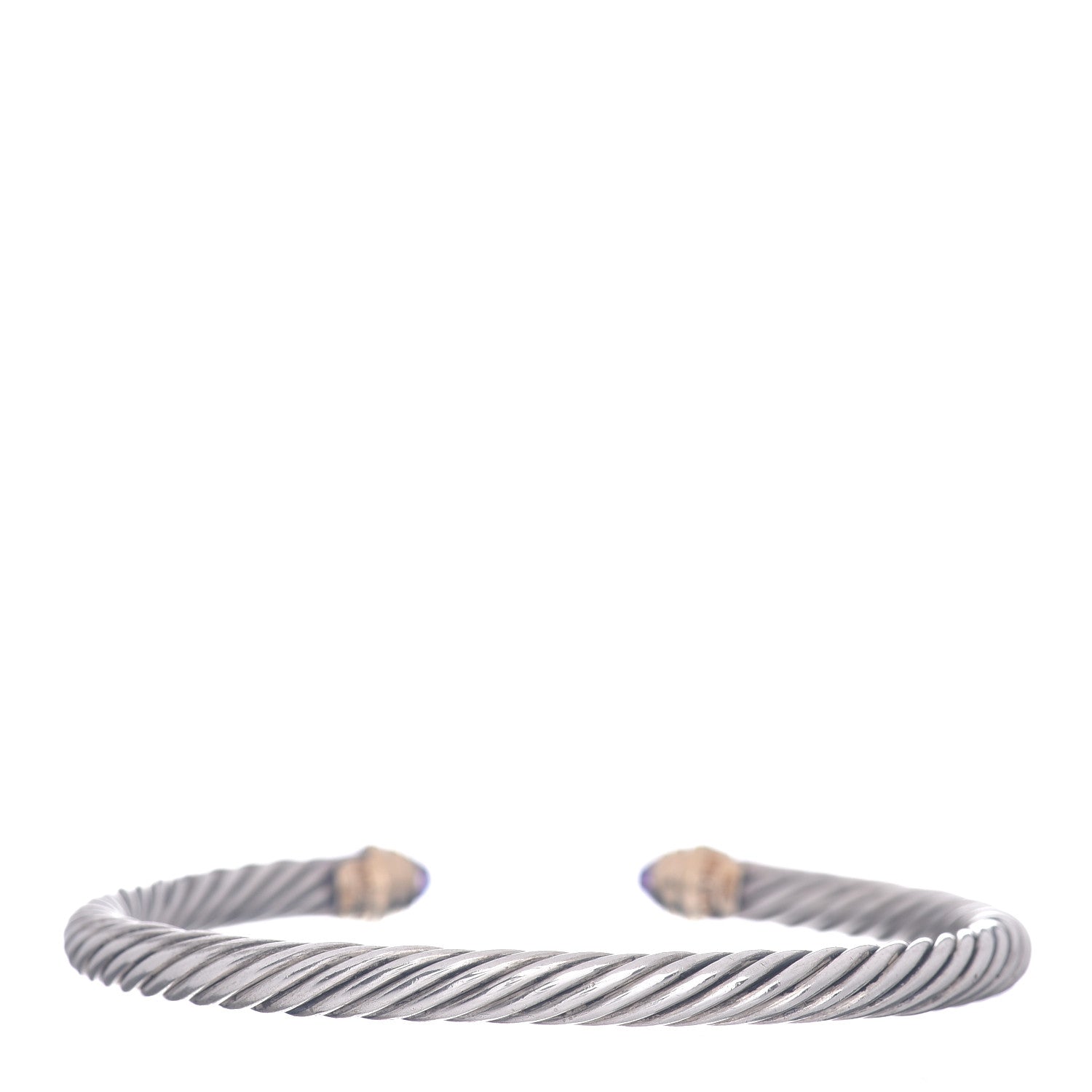 David Yurman Sterling Silver 14K Yellow Gold Amethyst 5mm Cable Classics Petite Color Bracelet 3 of 4
