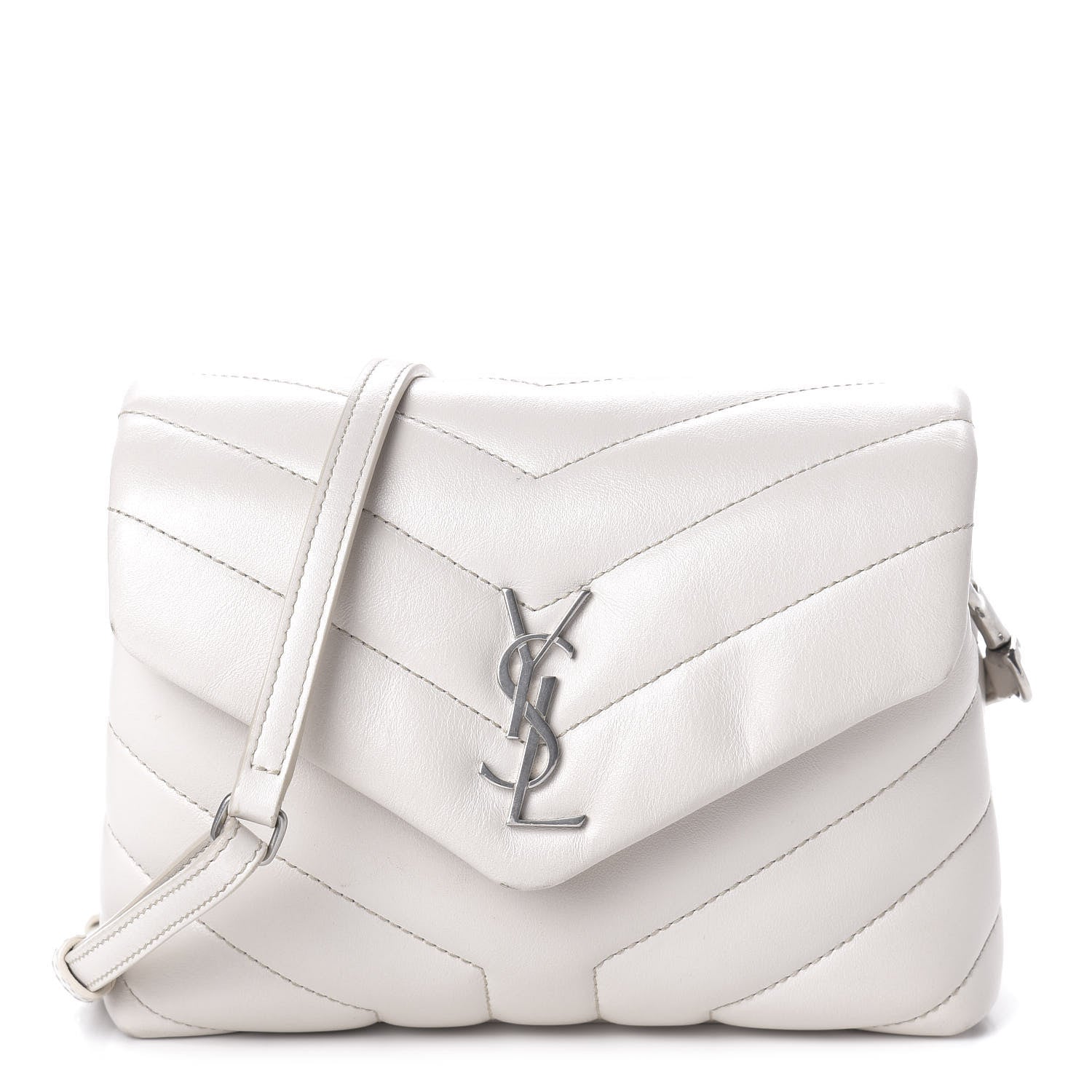Saint Laurent Calfskin Y Quilted Monogram Toy Loulou Crossbody Bag Ivory 1 of 11