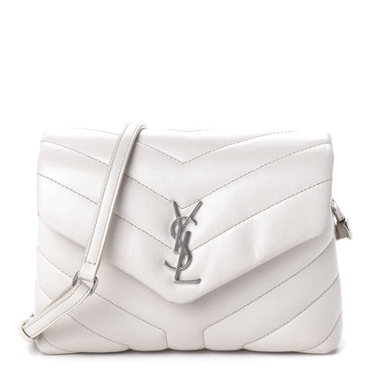 Saint Laurent Calfskin Y Quilted Monogram Toy Loulou Crossbody Bag Ivory 1 of 11