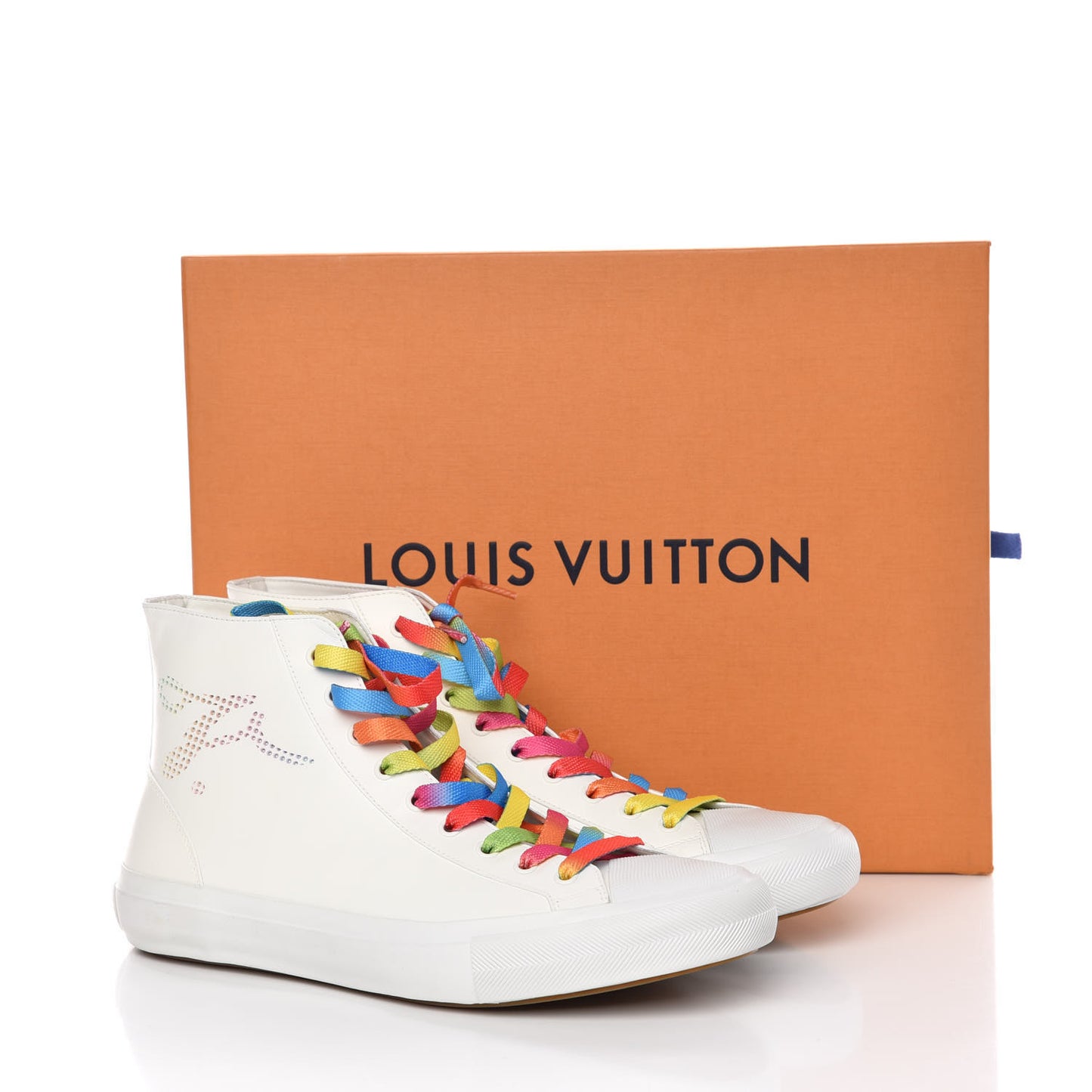 Calfskin Tattoo Sneaker Boots 7.5 White Multicolor