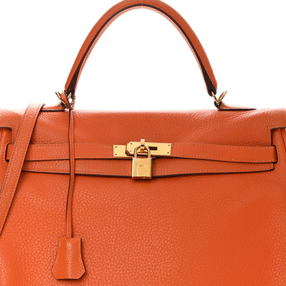 Hermes Taurillon Clemence Kelly Retourne 35 Orange 8 of 25