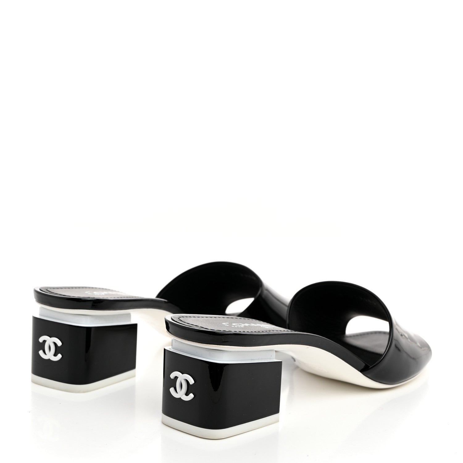 Chanel Patent CC Mules 40 Black White 4 of 8