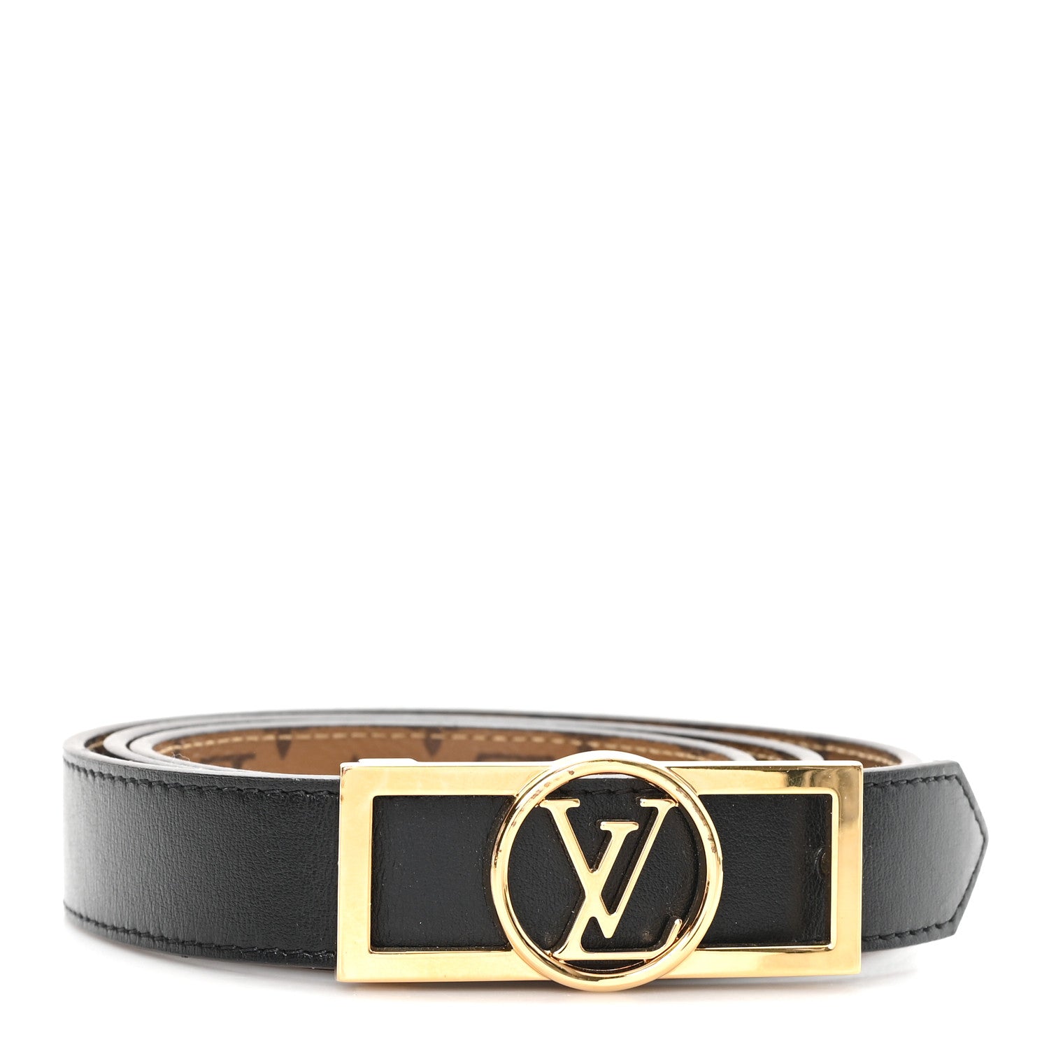 Louis Vuitton Monogram 25mm Dauphine Reversible Belt 85 34 Tan 1 of 5