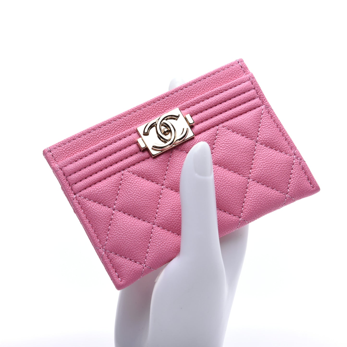 Caviar Quilted Boy Card Holder Pink