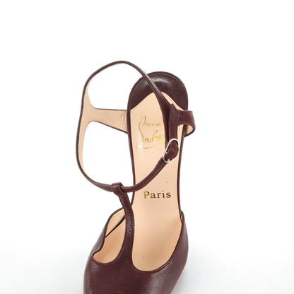 Christian Louboutin Ditassima 100 T-Strap Pumps 38.5 Burgundy 8 of 8