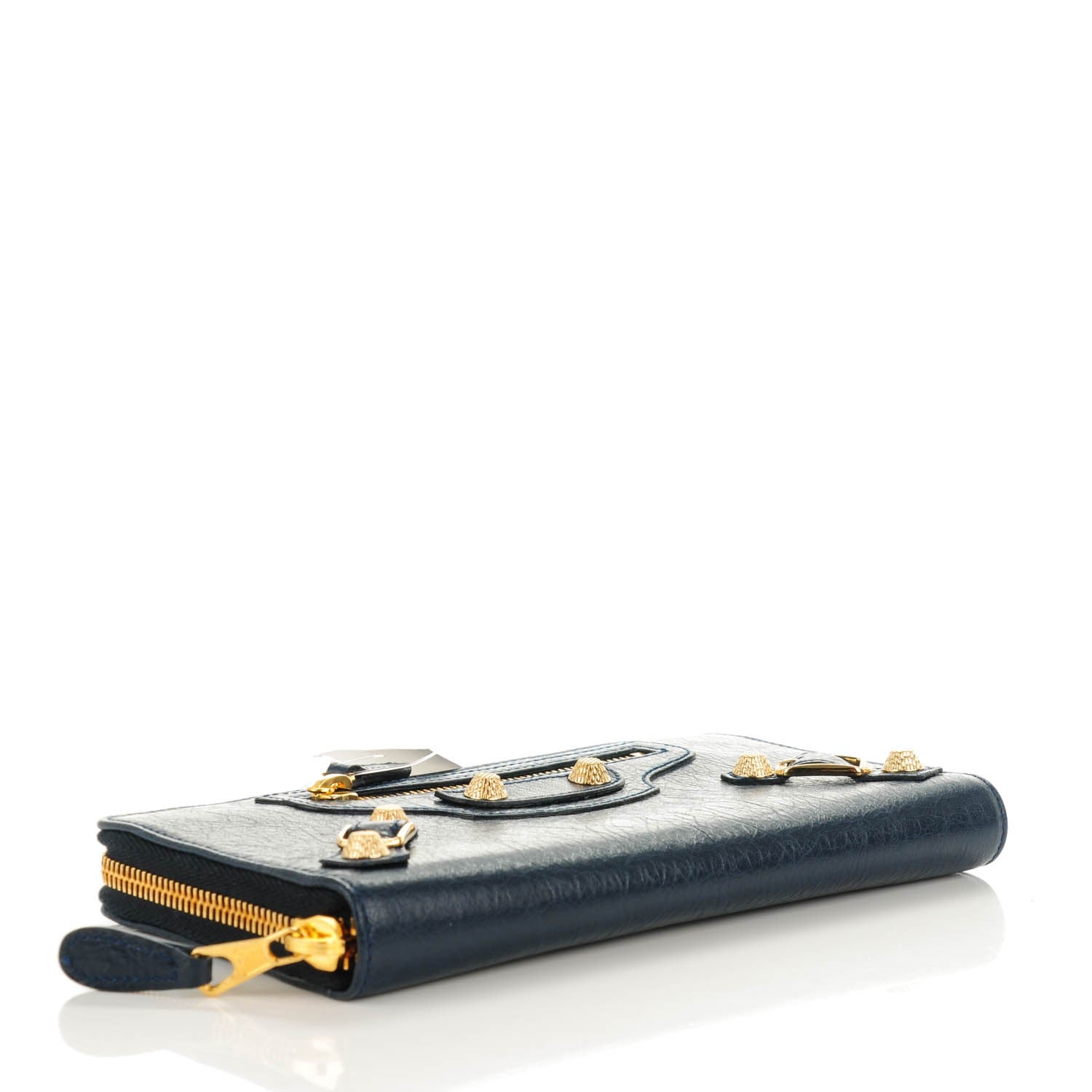 Balenciaga Agneau Arena Giant 12 Gold Hardware Continental Zip Around Wallet Bleu Obscur 4 of 7
