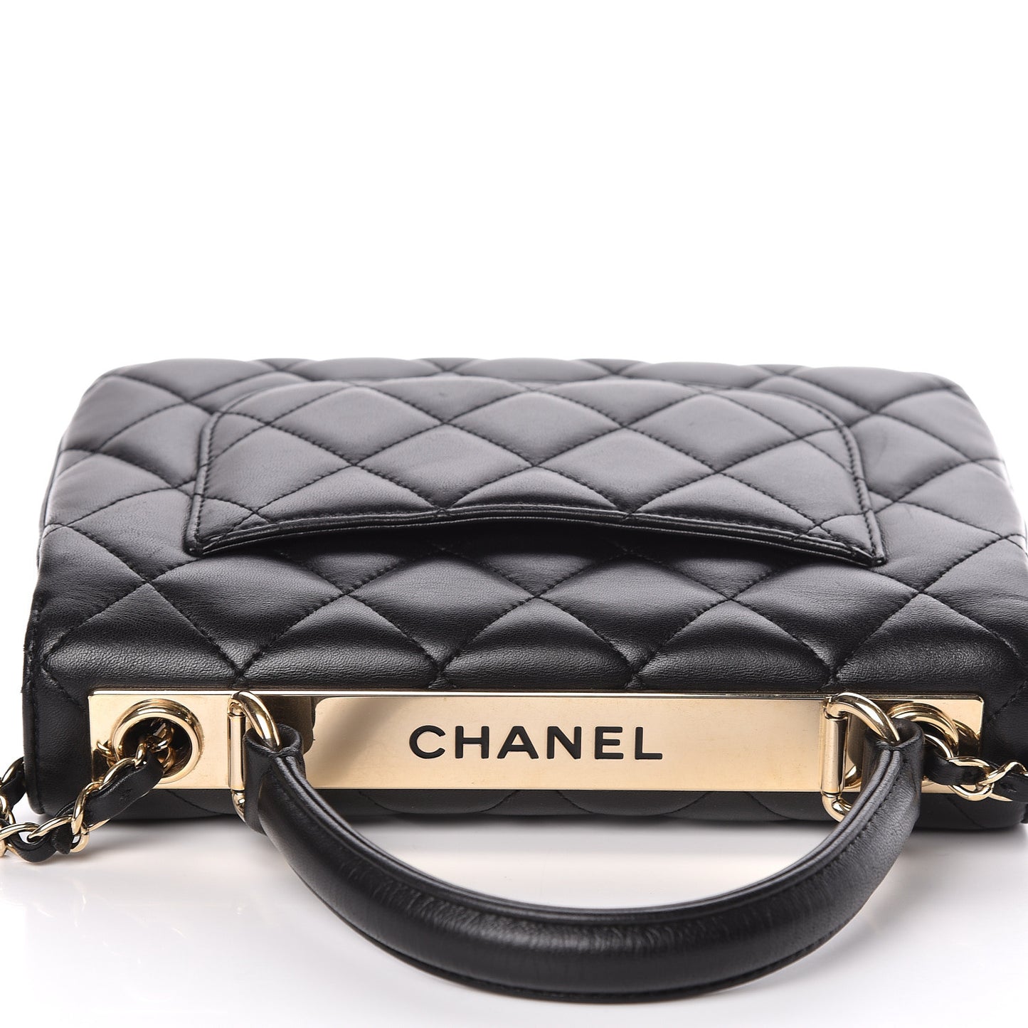 Lambskin Quilted Small Trendy CC Dual Handle Flap Bag Black