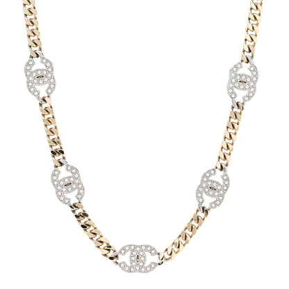 Chanel Crystal Chain CC Link Choker Gold Silver 1 of 6