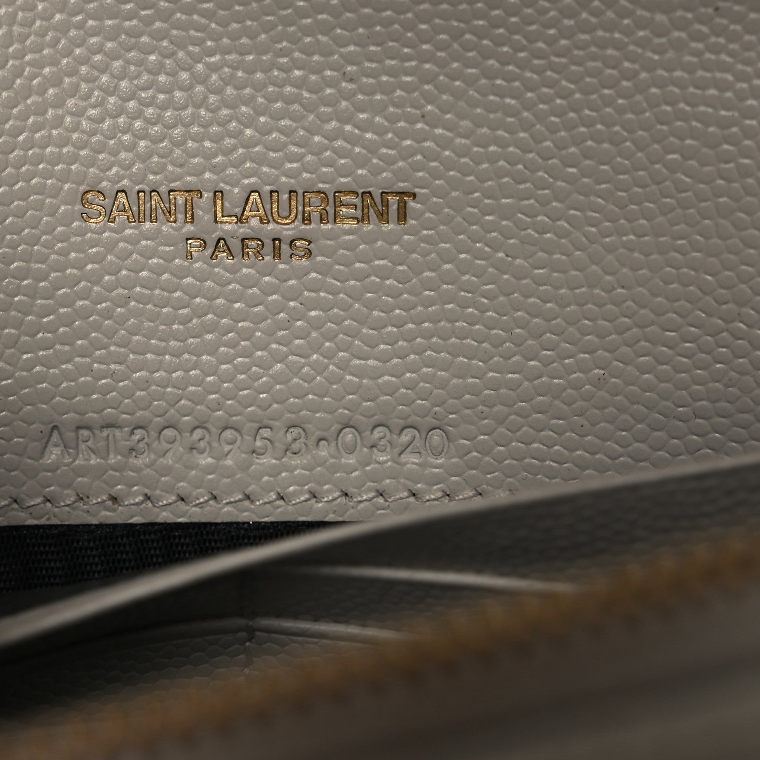 Saint Laurent Grain De Poudre Matelasse Chevron Monogram Envelope Chain Wallet Blanc Vintage 6 of 12