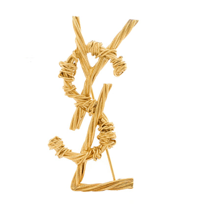 Saint Laurent Brass Cassandre Opyum YSL Brooch Gold 1 of 3