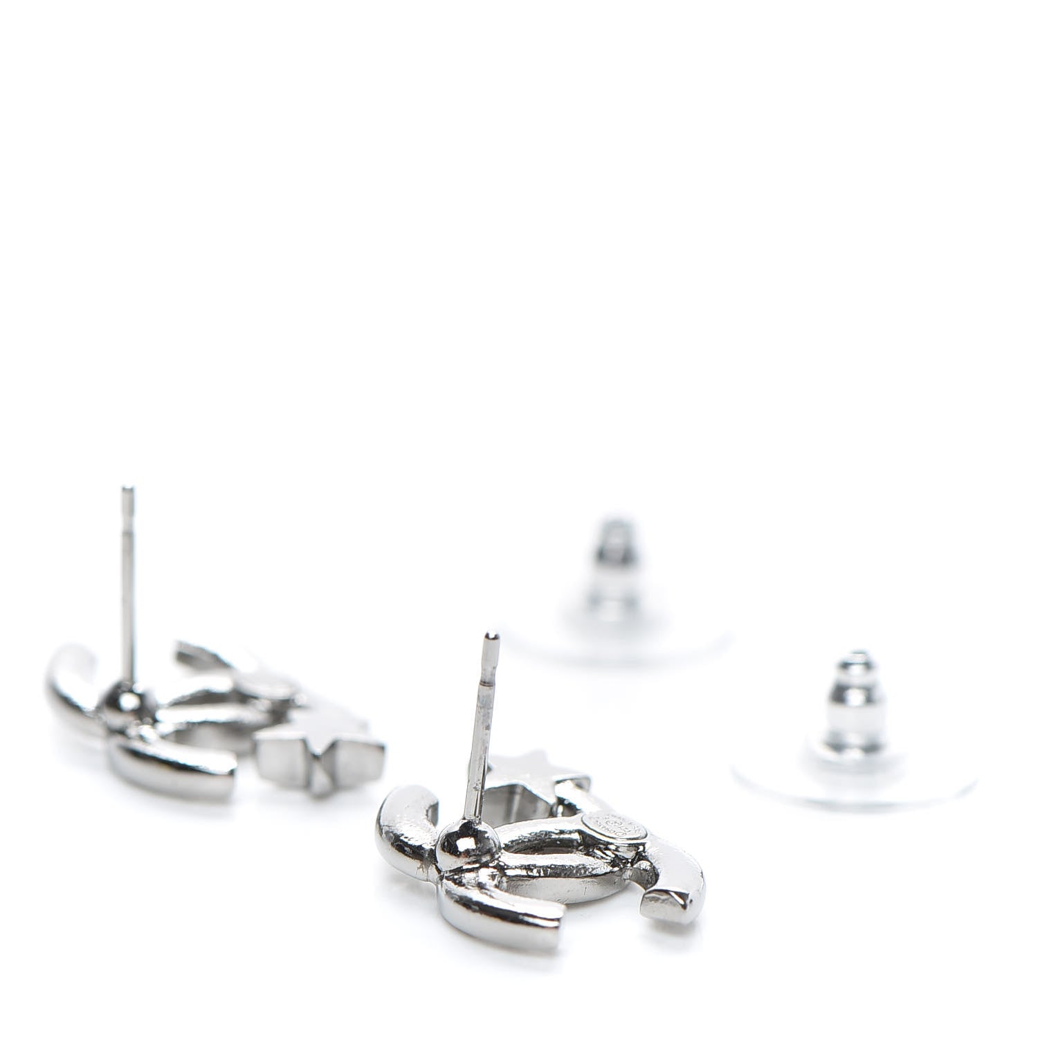Chanel Crystal CC Starfall Earrings Silver 4 of 5