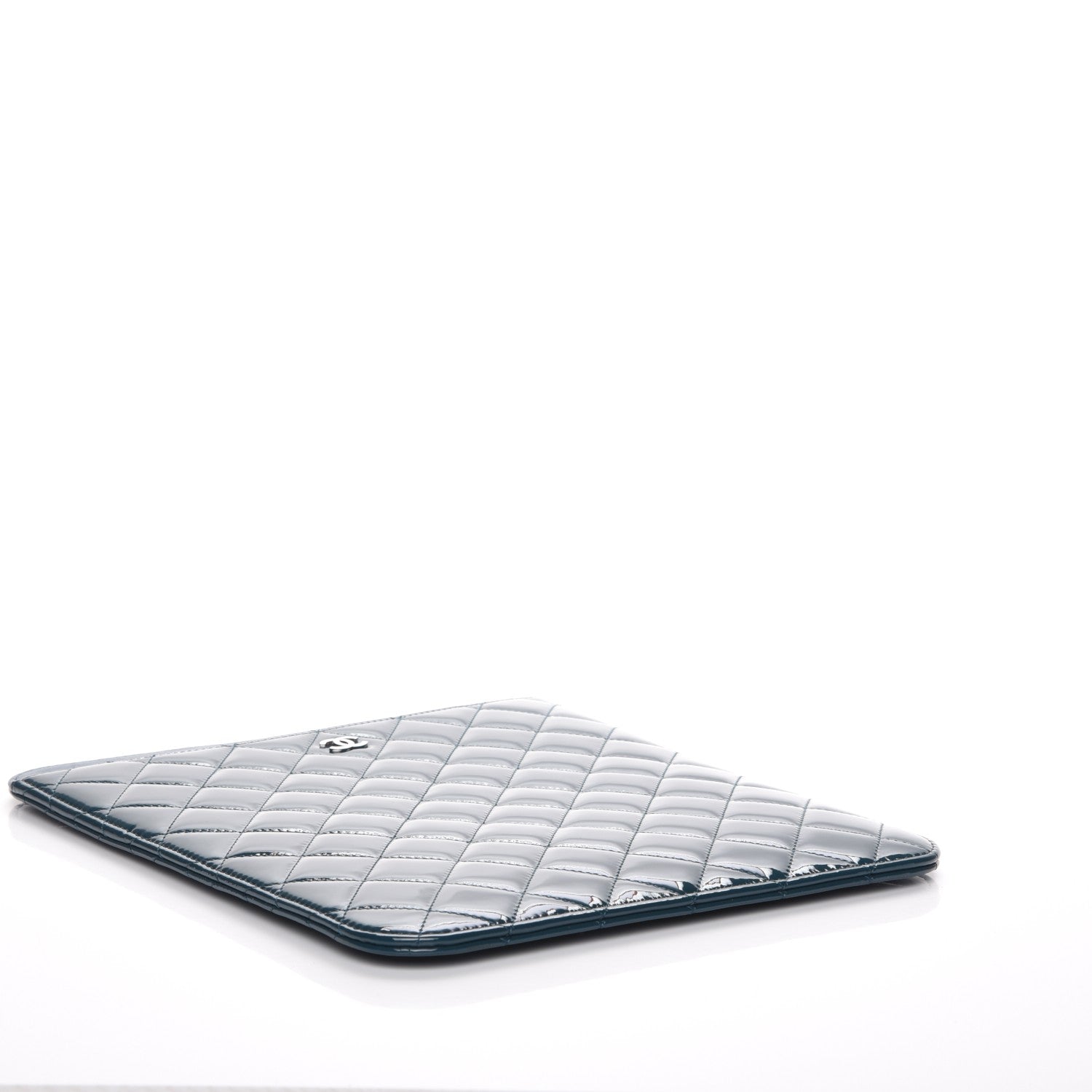 Chanel Patent Quilted iPad Case Blue 4 of 9