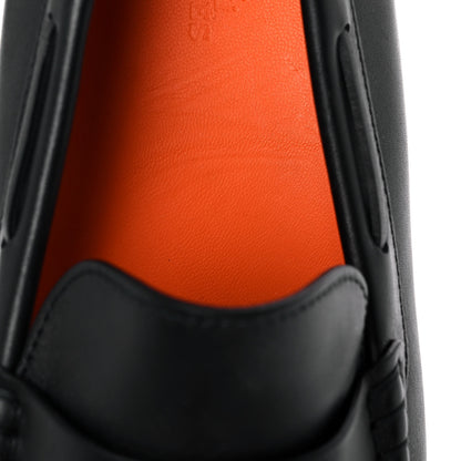 Hermes Supple Calfskin Mens Irving Driving Moccasin Loafers 40 Black 9 of 11